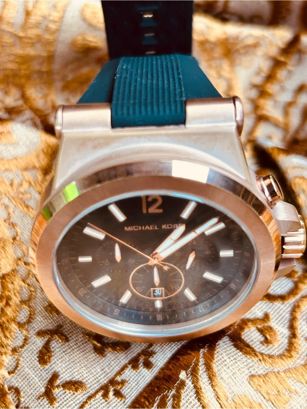 Michael Kors Dylan Men’s Black and Rose Gold Chronograph Watch
